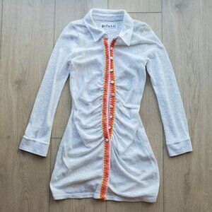 Pitusa Sheer White Long Sleeve Mini Dress